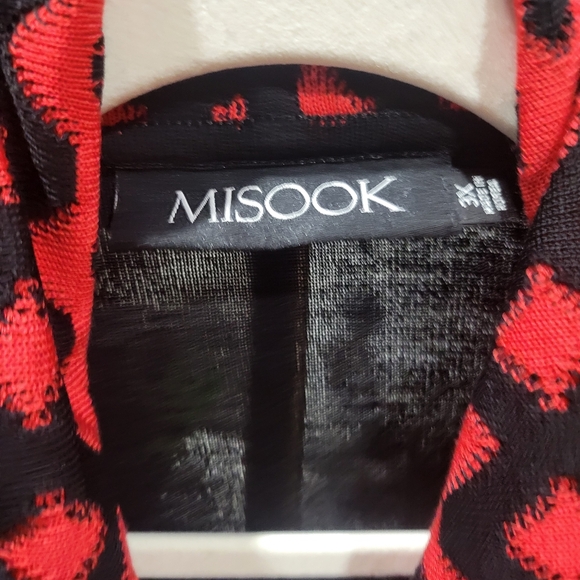 Misook Sz 3X LUX Red Black Chevron ZigZag Designer Jacket Blazer - Picture 4 of 6
